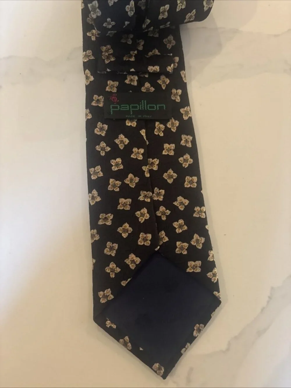 Vintage Papillon Bolgheri Made In Italy Silk Floral Jacquard Neck Tie